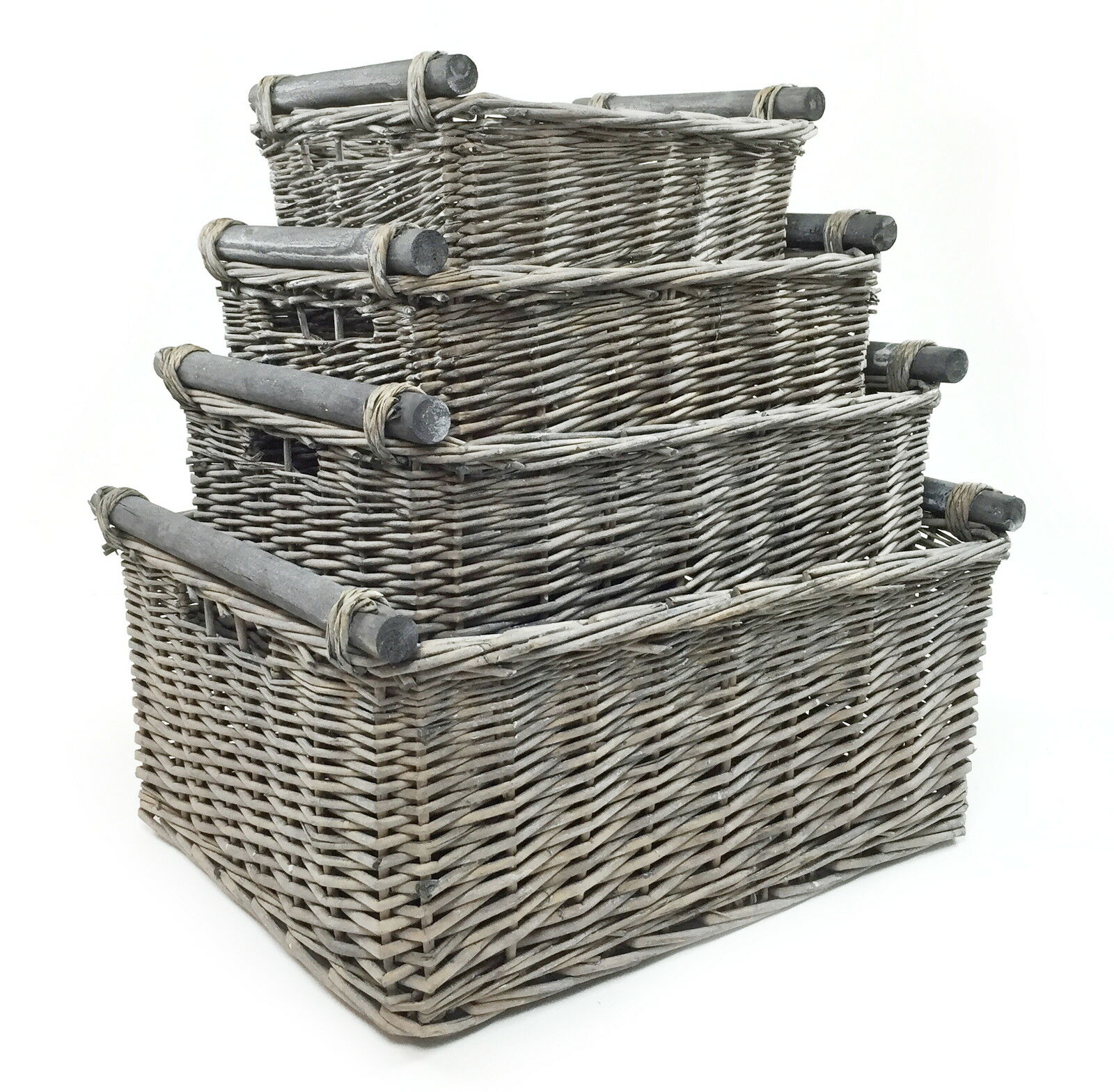 WILLOW WICKER STORAGE BASKET KITCHEN LOG GIFT HAMPER BASKET + HANDLES