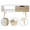 2 Tier Modern Coffee Table Rectangle Wood Living Room Storage Shelf 1 Drawer