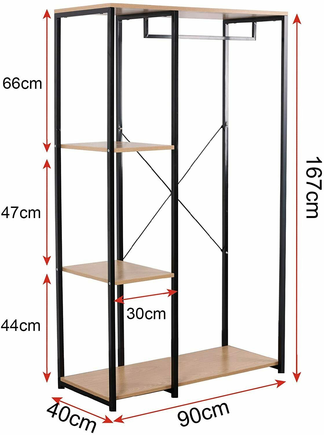 Garment Clothes Rail wood metal Rack Shelves Storage with Rack Shoe