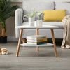 2 Tier Triangle Coffee Table with Solid Wood Legs Living Room Furniture Modern