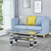 Clear Glass Coffee Table Rectangle Tempered Floral Luxury w/ Shelf Living Room