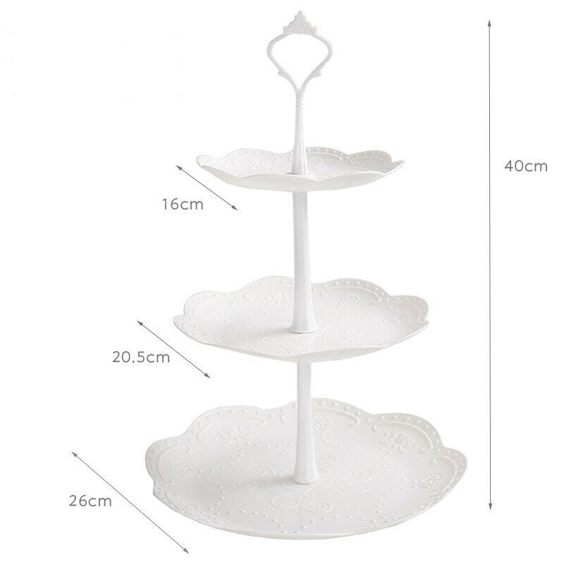 3 Tier Plastic Square/Round Cake Stand Afternoon Tea Wedding Party Tableware