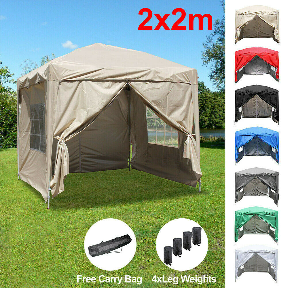2x2m Pop Up Gazebo Marquee Outdoor Garden Party Tent Canopy 4 Side Panels New