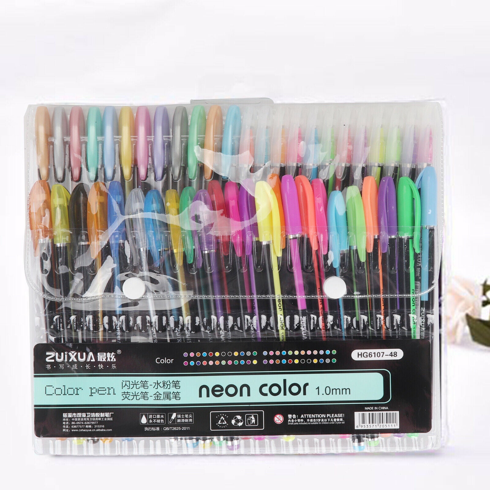 48 Gel Pen Set Metallic Pastel Glitter Neon Gel Pens For Adult Colouring Book UK