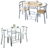 3 Piece Modern Breakfast Bar Dining Table and 2 Chairs Set Metal Frame Kitchen