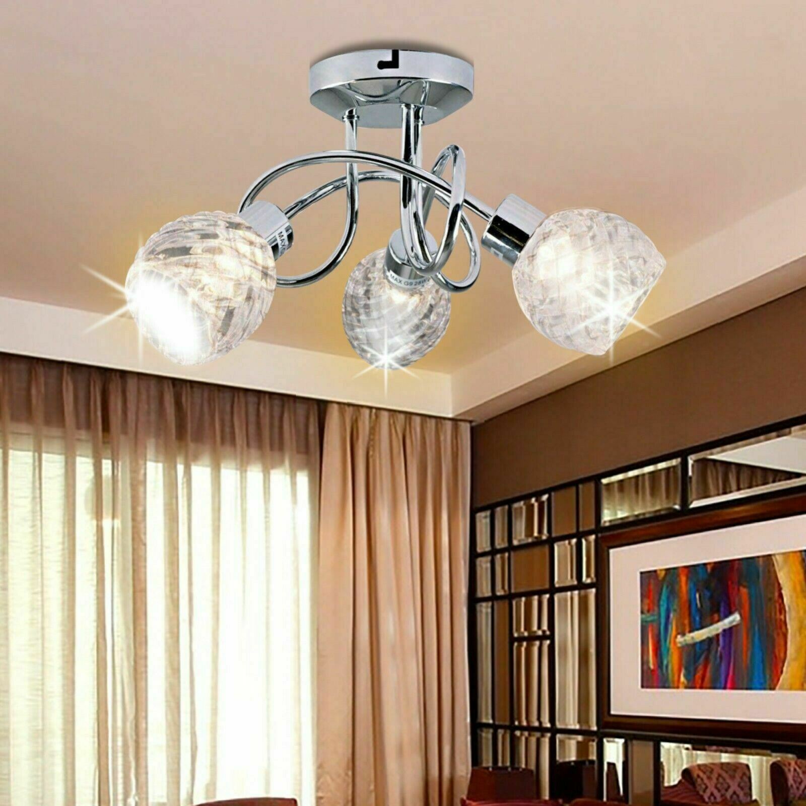 LED Crystal Ceiling Light Chandelier 3 way Lamp Kitchen Bed Living room Lights