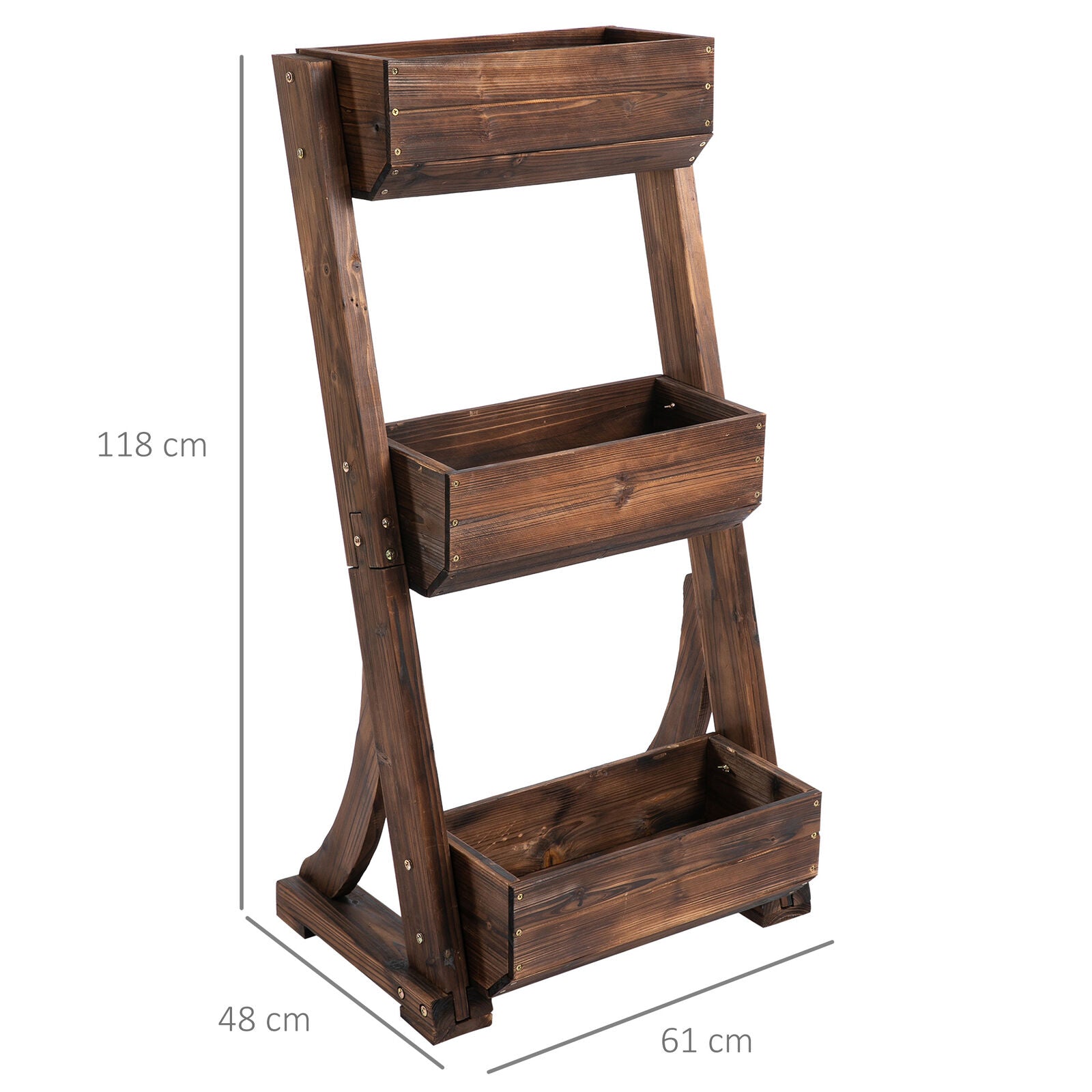 3-Tier Raised Garden Bed Vertical Freestanding Wooden Flower Rack