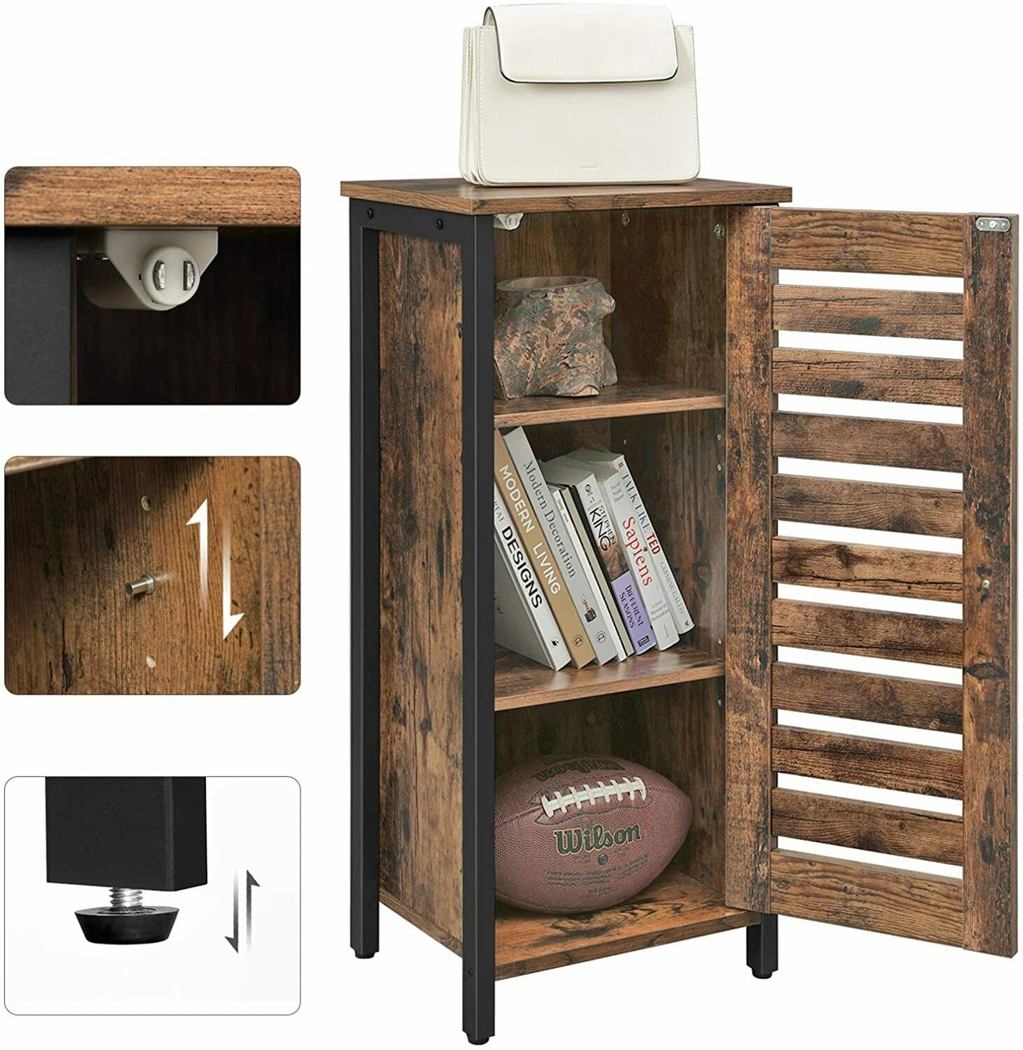 Tall Boy Bedside Cabinet Industrial Cupboard Side Table Bedroom Bathroom Storage