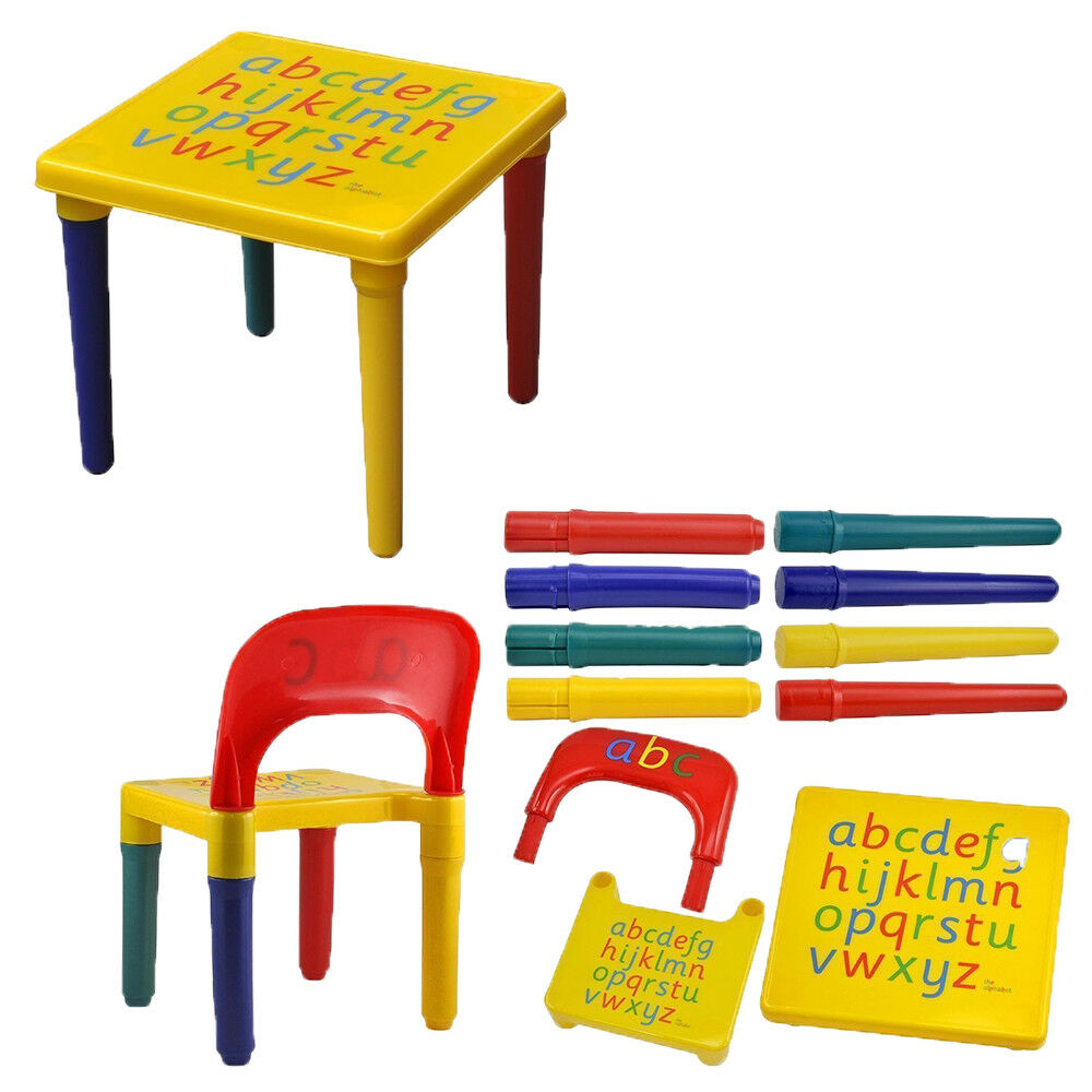 ABC Alphabet Children Plastic Table and Chair Set Gift - Kids Toddlers Childs
