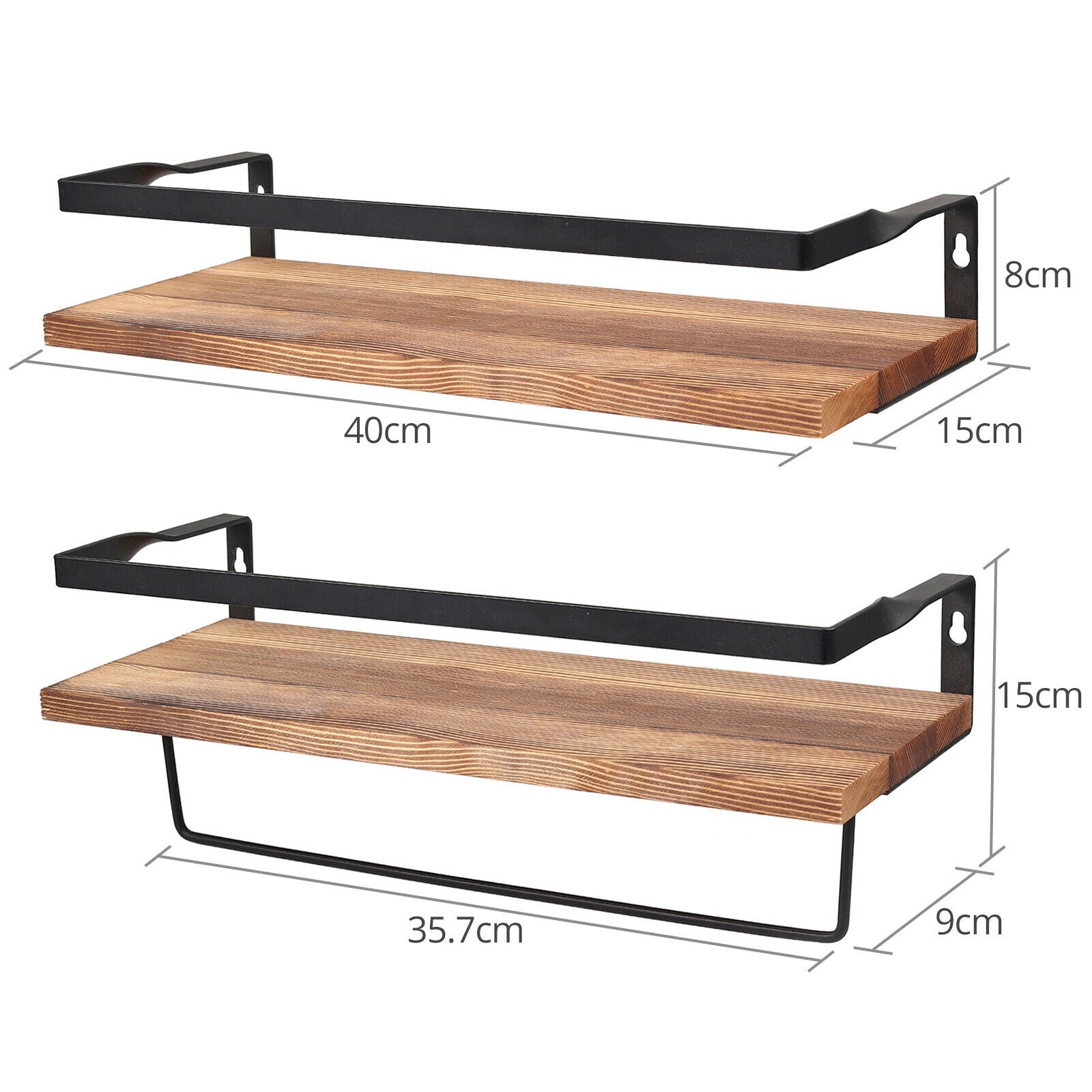 2X Wood Floating Shelf Wall Mounted Hanging Rack Display Rustic Storage Shelves