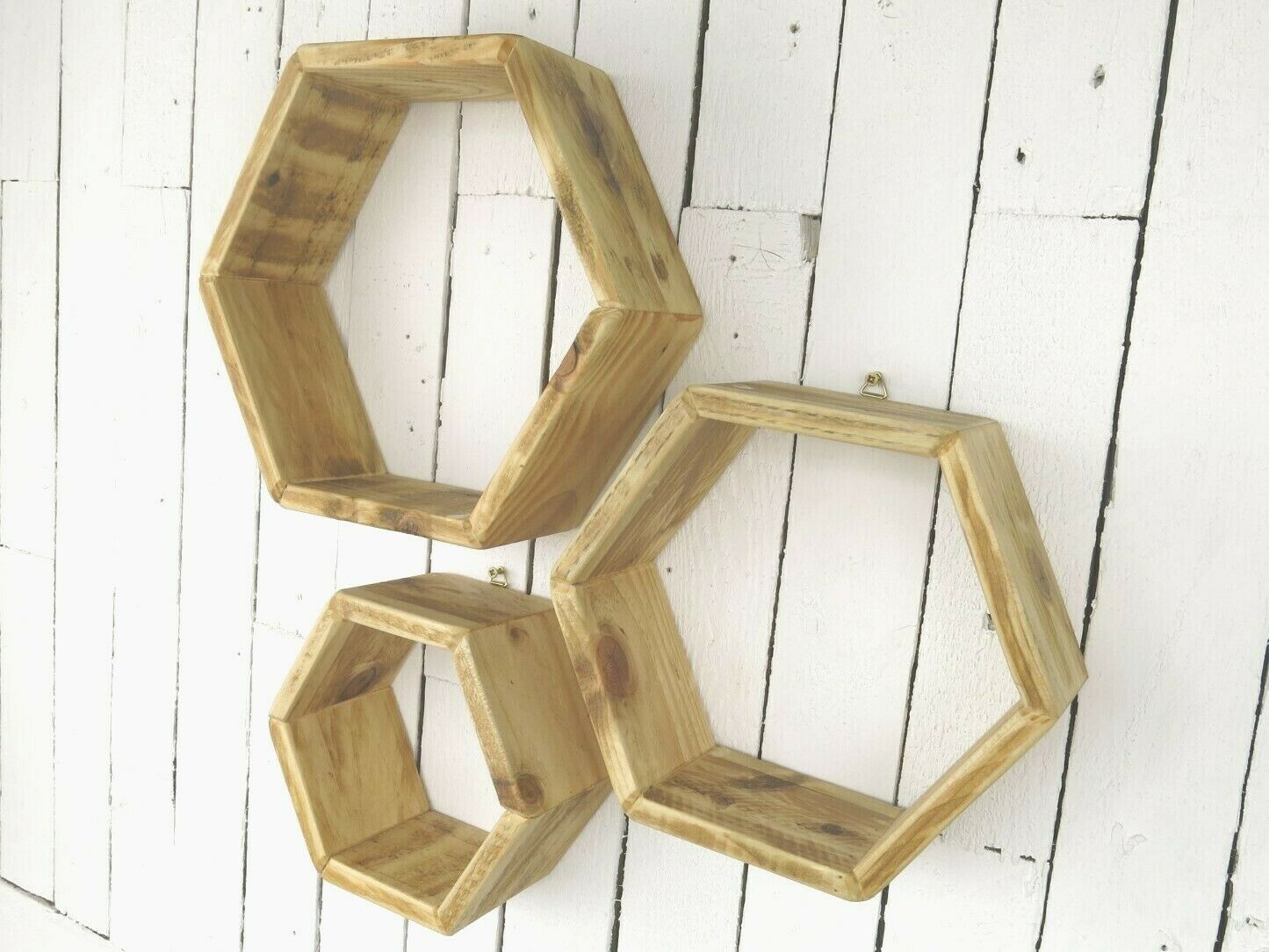 Set Of 3 Handmade Hexagon Shelves Wooden Shelves Made From Sustainable Pine Wood