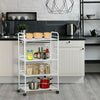 3-4-Tier Home Trolley Kitchen Storage Cart Steel Bars 4 Wheels Rolling Unit