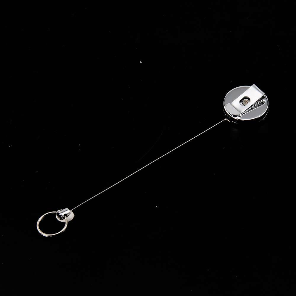 2X Recoil Extendable Metal Wire 65cm Key Chain Ring Clip Pull Keyring Retracting