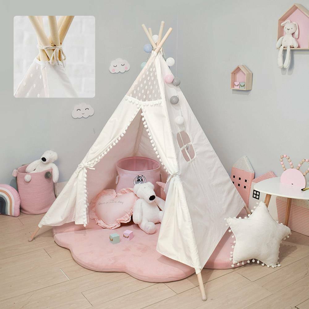 Large Canvas Kids Teepee White Tent Childs Indoor Outdoor Play House Gift