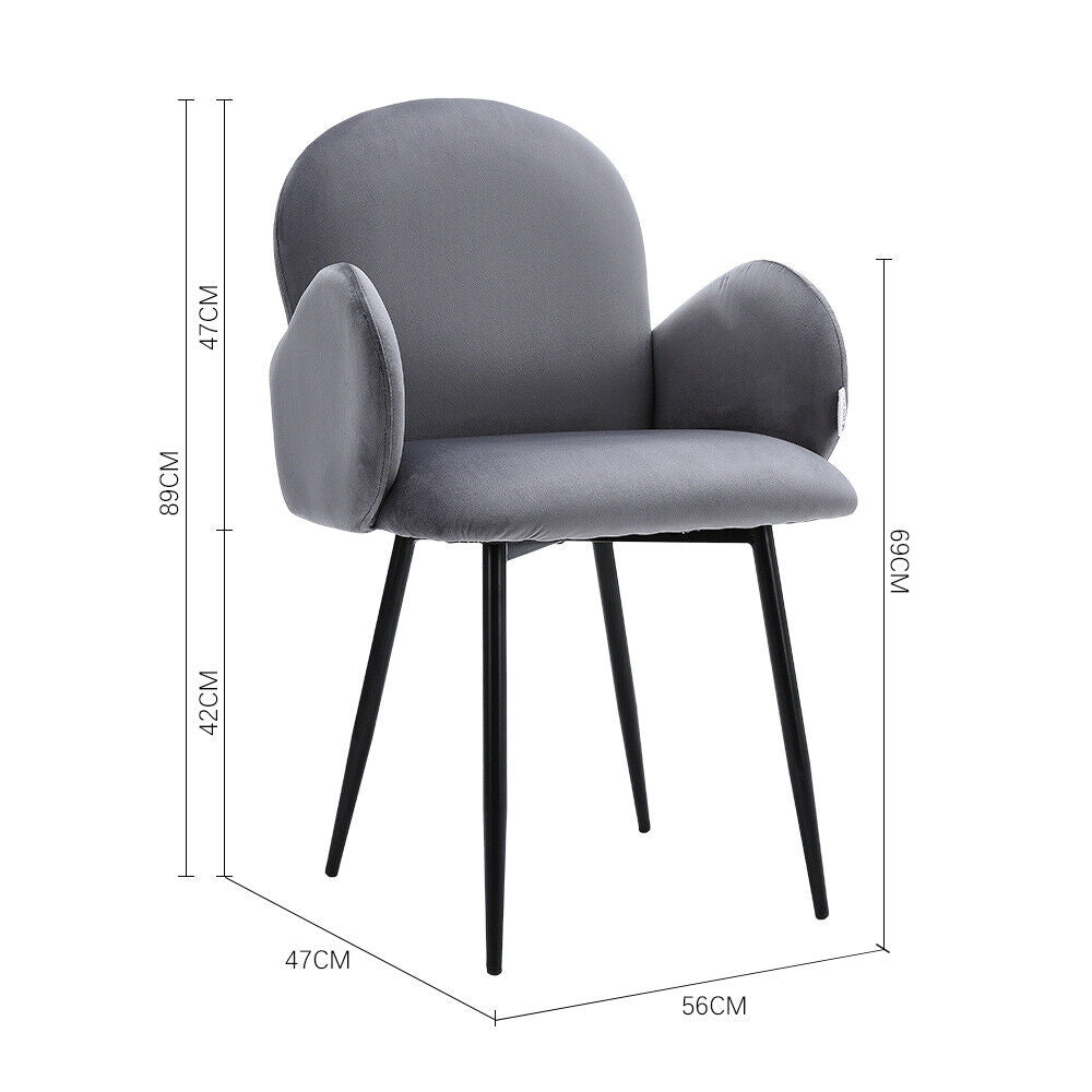 1/2X Dining Chair Upholstered Side Chairs Metal Legs Office Home Reception Seat