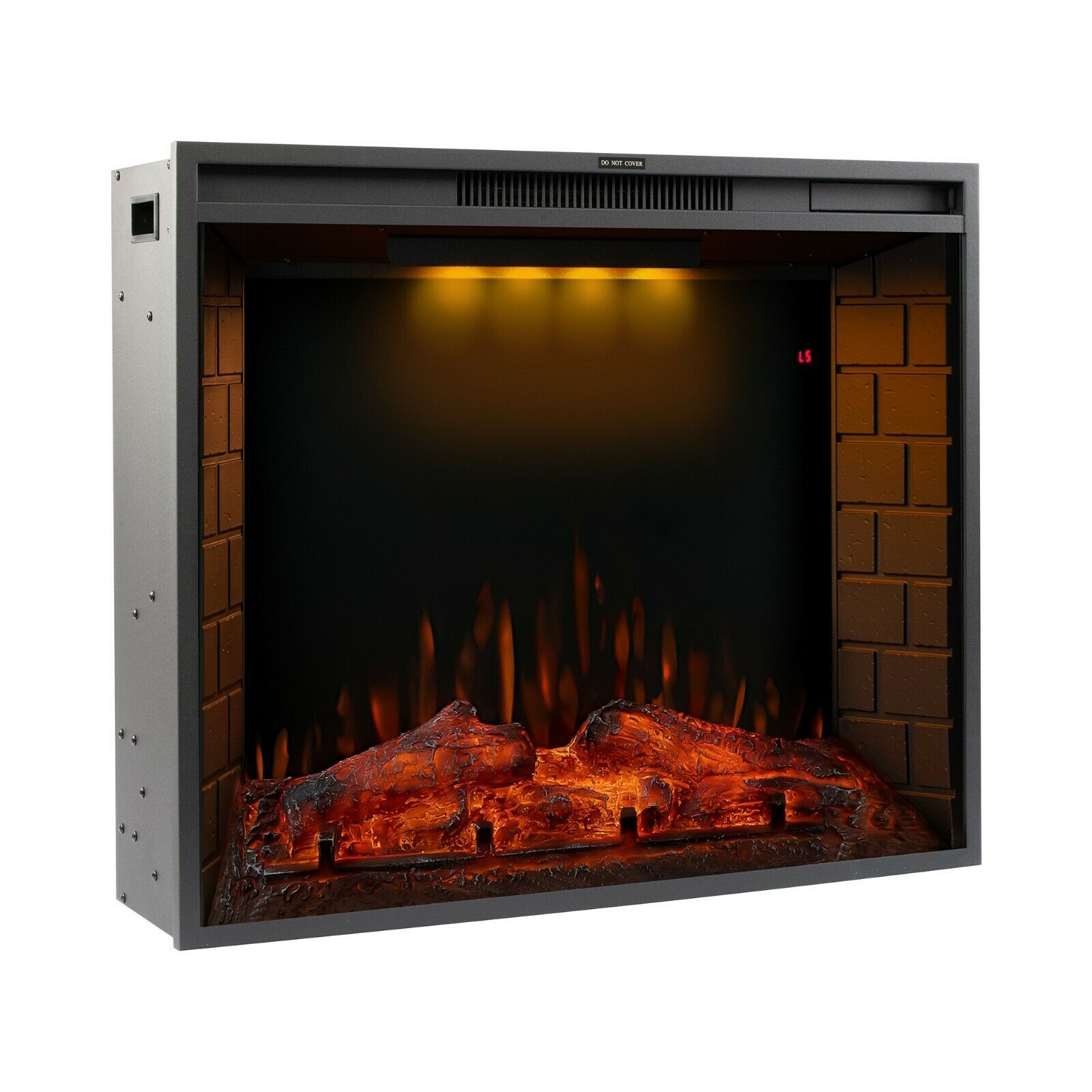 1.8KW Electric Fireplace 30'' Log Burning LED Flame Effect Standing Fan Heater