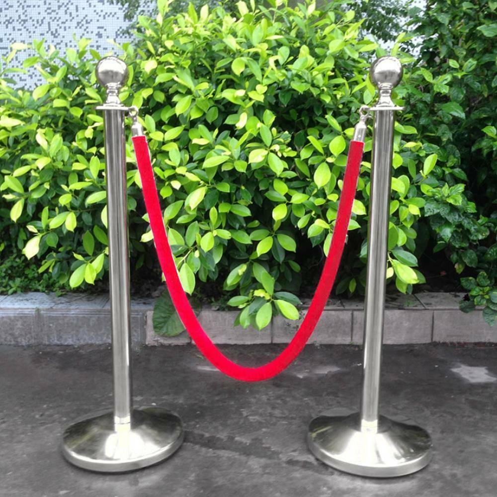 2pc Polished Steel Queue Rope Barrier Velvet Rope Stanchion Posts Stands 3 color