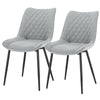 2XDining Chairs Kitchen Chairs Living Room Chairs Linen with Padded Seat Grey