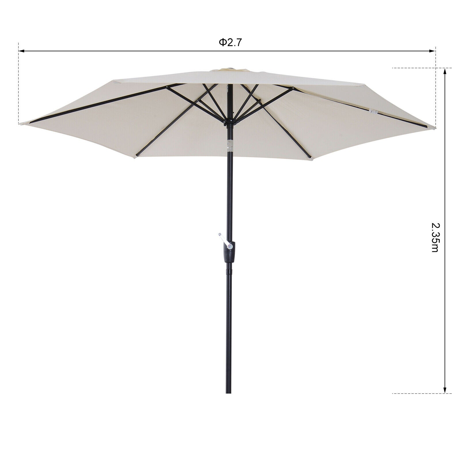 Patio Umbrella Parasol Sun Shade Garden Aluminium Cream White 2.7M