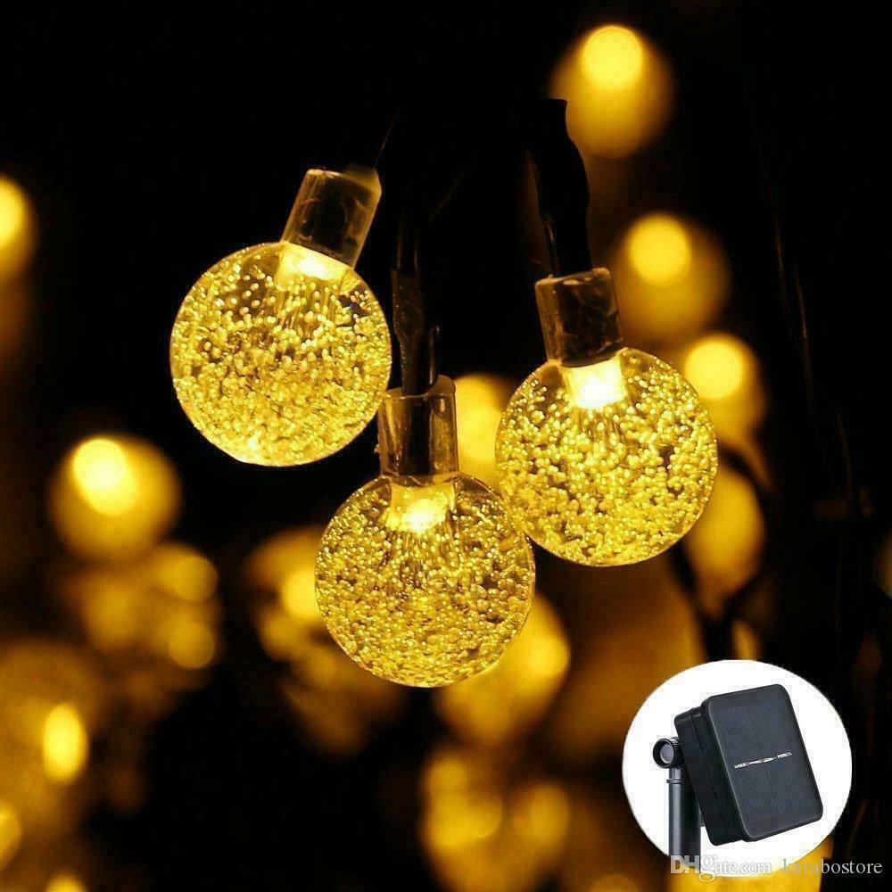 30 Solar String Lights Outdoor Warm White Fairy Garden Lamps Bubble Globe Party