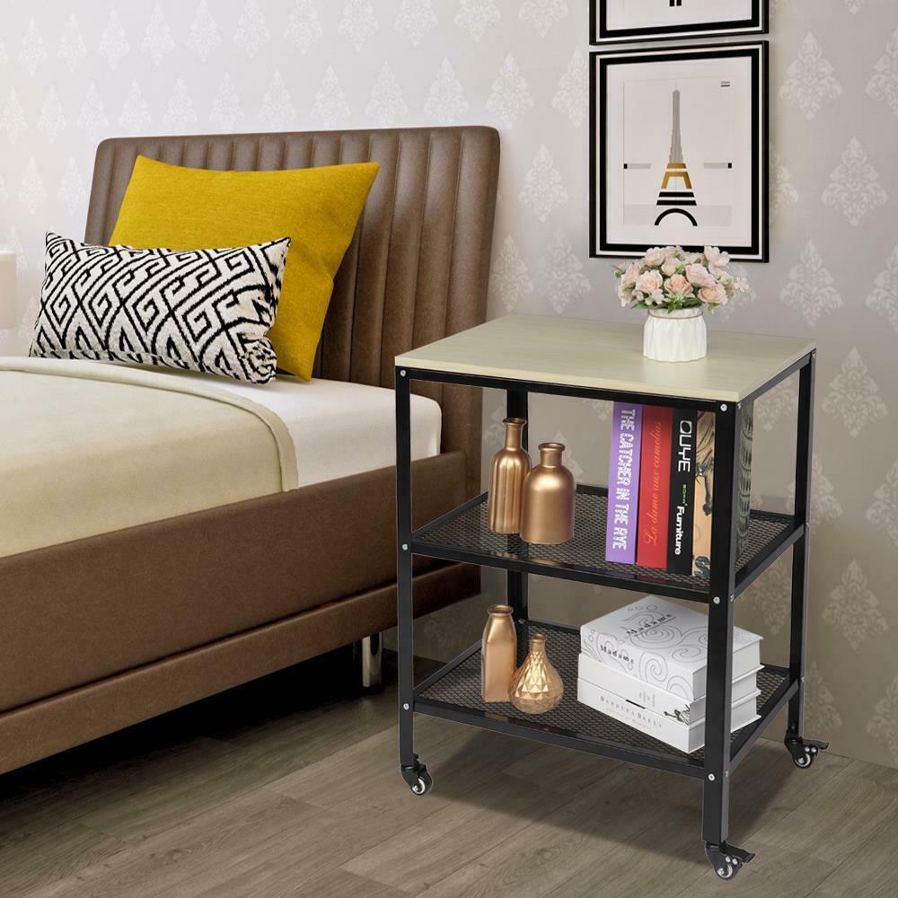 3-Tier Rolling Serving Cart on Wheels with Storage Microwave Cart for Kitchen