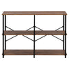 3-Tier Console Table Wodd Sofa Table Steel Frame Industrial Storage Shelf Brown
