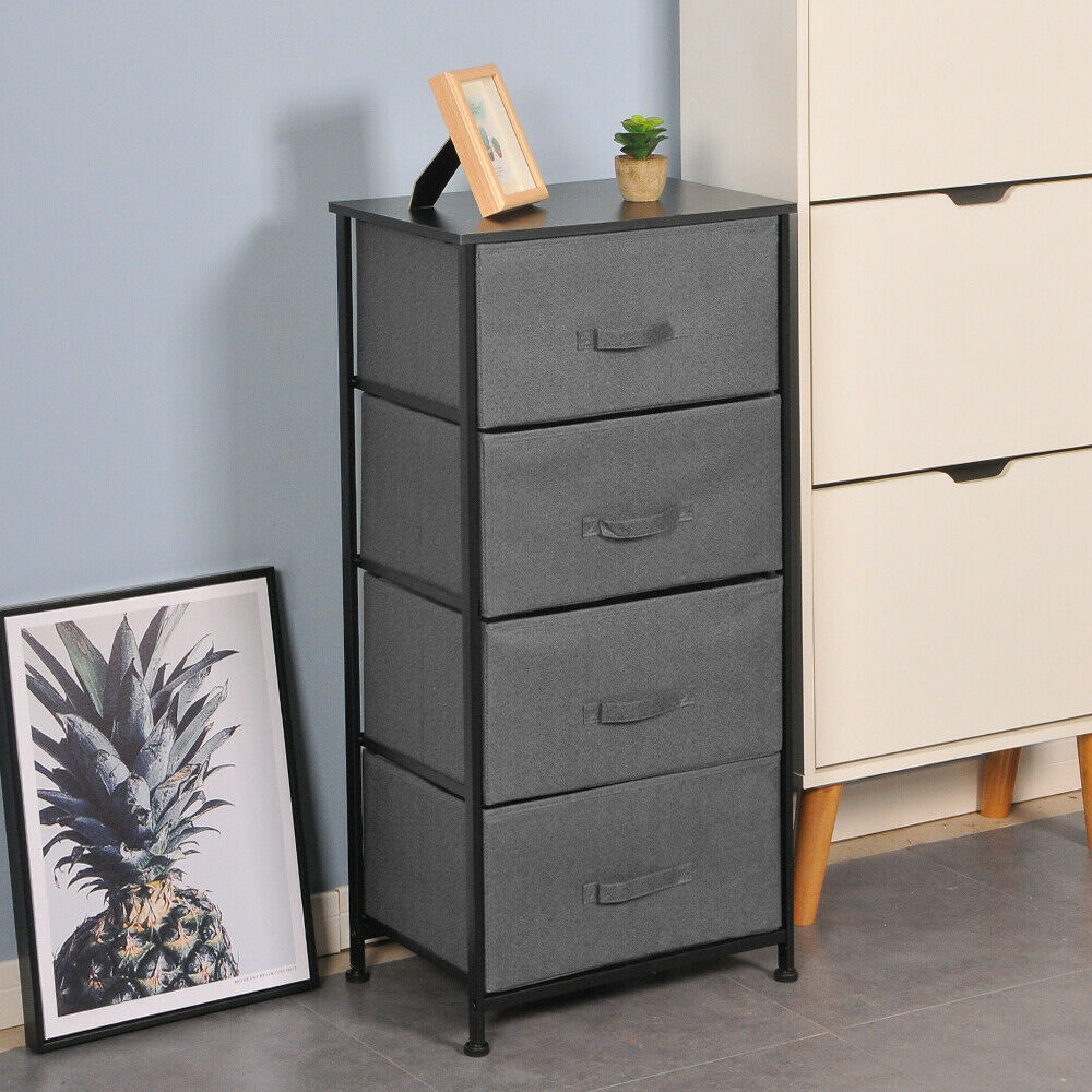 Dark Grey Fabric Cabinet Chest of Drawers Bedside Table Storage 2/3/4/5/7 Drawer