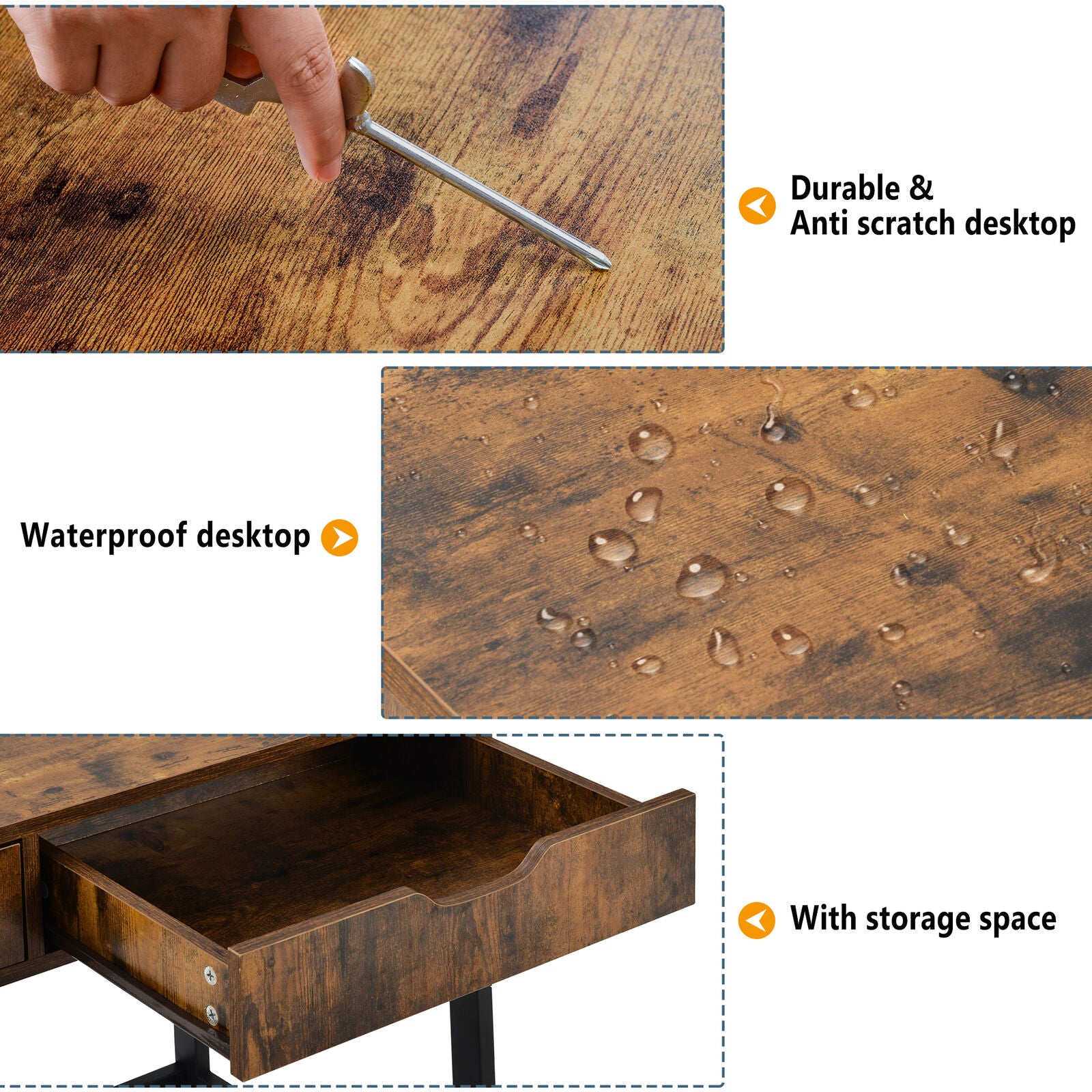 Dressing Table Make Up Desk /Writing Table with 2 Drawers Storage Industrial