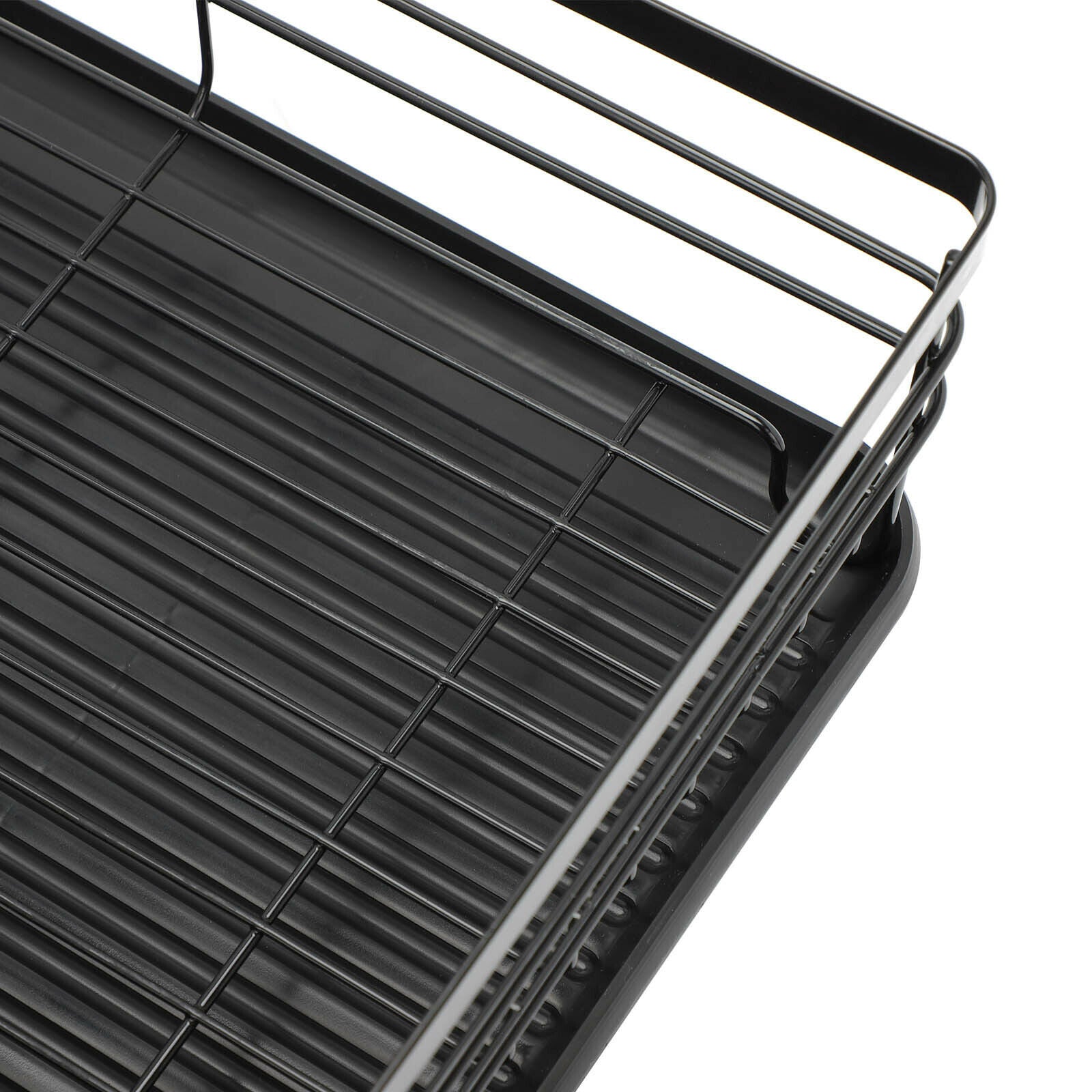 2 Tier Dish Drainer Kitchen Wire Cutlery Draining Holder Drip Plate Rack Tray