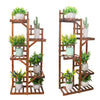 52" Height 5 Tiers Flower Rack Wooden Corner Plant Stand 6 Potted Shelf Terrace
