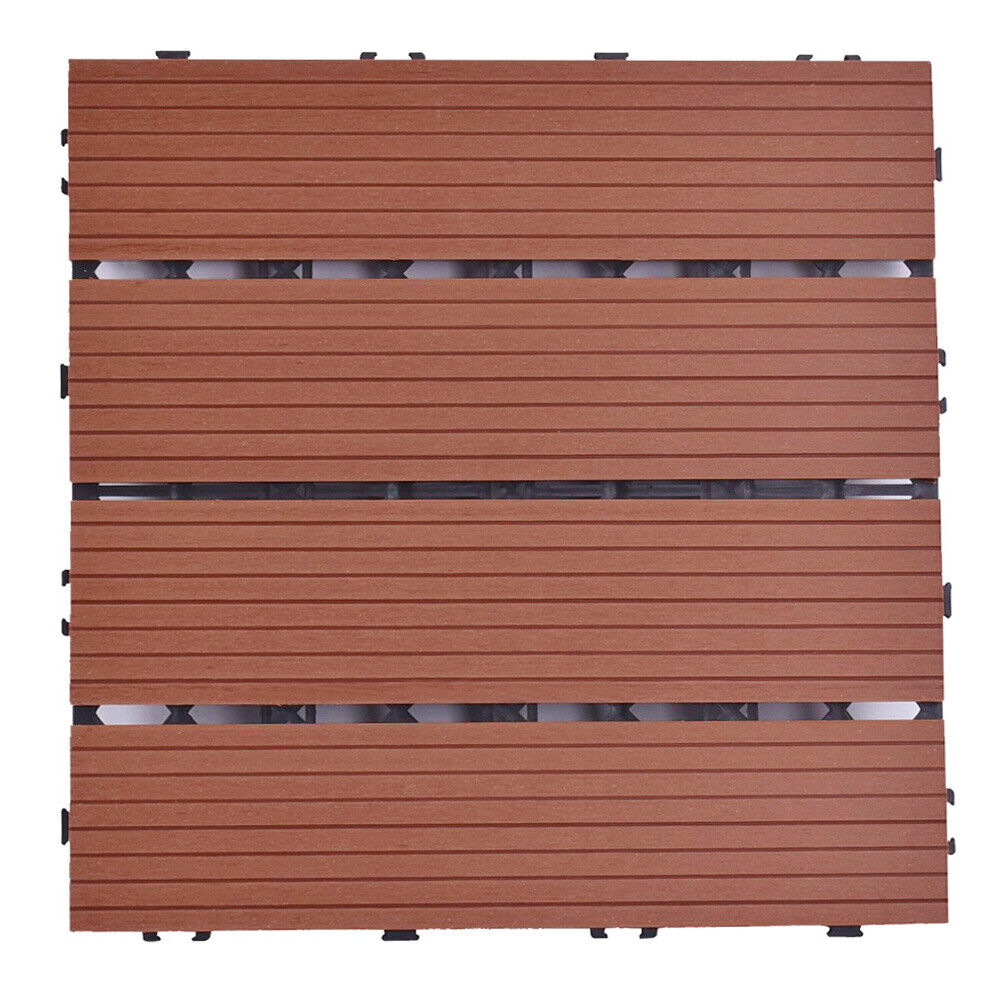11x Composite Decking Boards WPC Garden Interlocking Tiles Balcony Patio Floor
