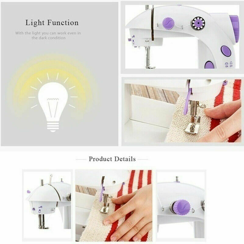 14 Stitch Electric Mini Sewing Machine Overlock 2 Speed Foot Pedal + Needles Kit