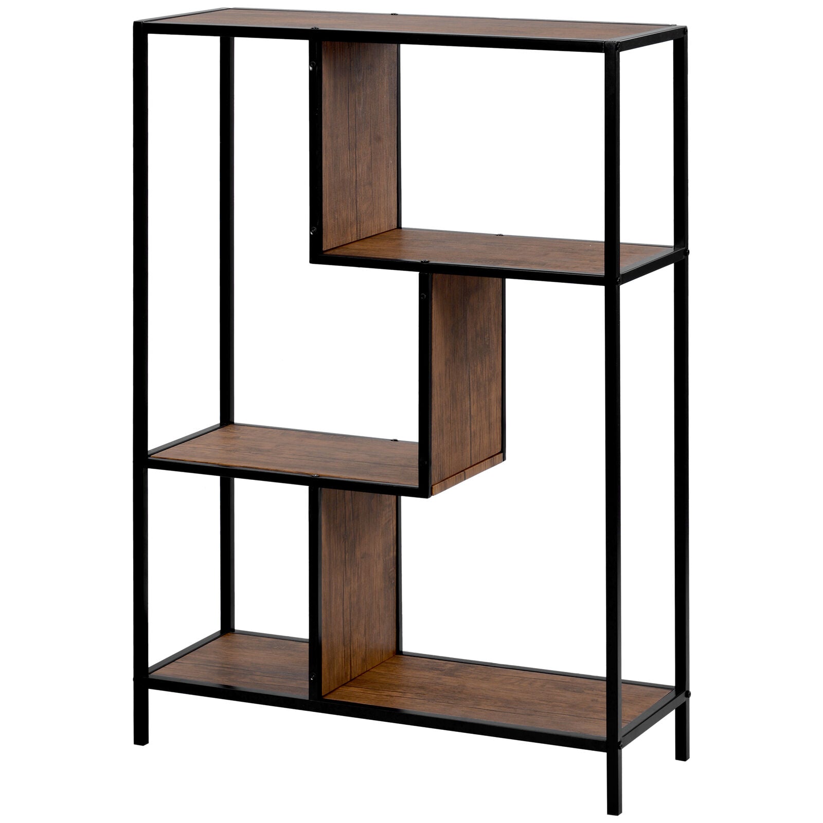 Industrial Bookcase 3-Tier Storage Rack Living Room Home Office Steel Frame
