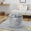 Silver Grey Crushed Velvet Pouffe Stool Diamante Round Ottoman Footrest Seat