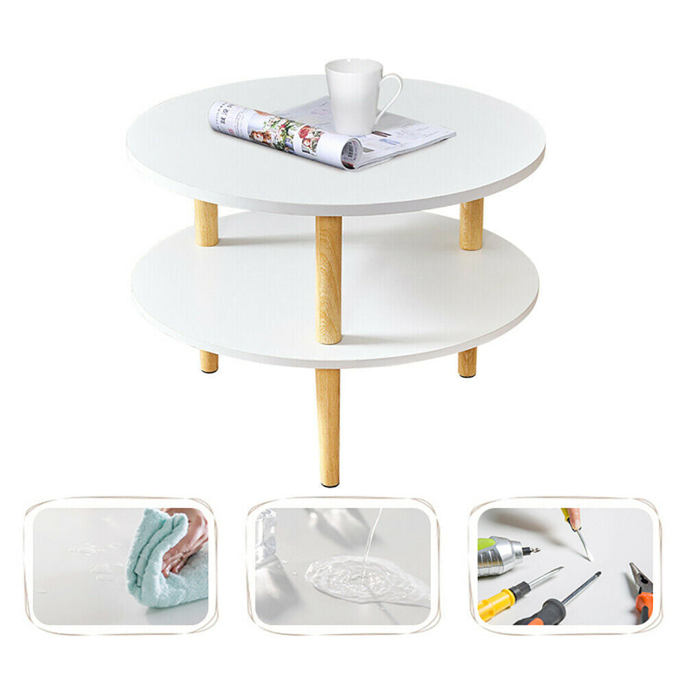 2 Tier Coffee Sofa Side End Table Modern Tea Desk Storage Shelf for Living Room