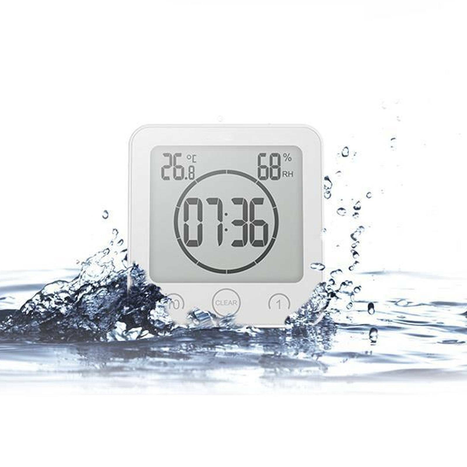Bathroom Waterproof Digital Shower Clock Timer Alarm Temperature Meter Humidity