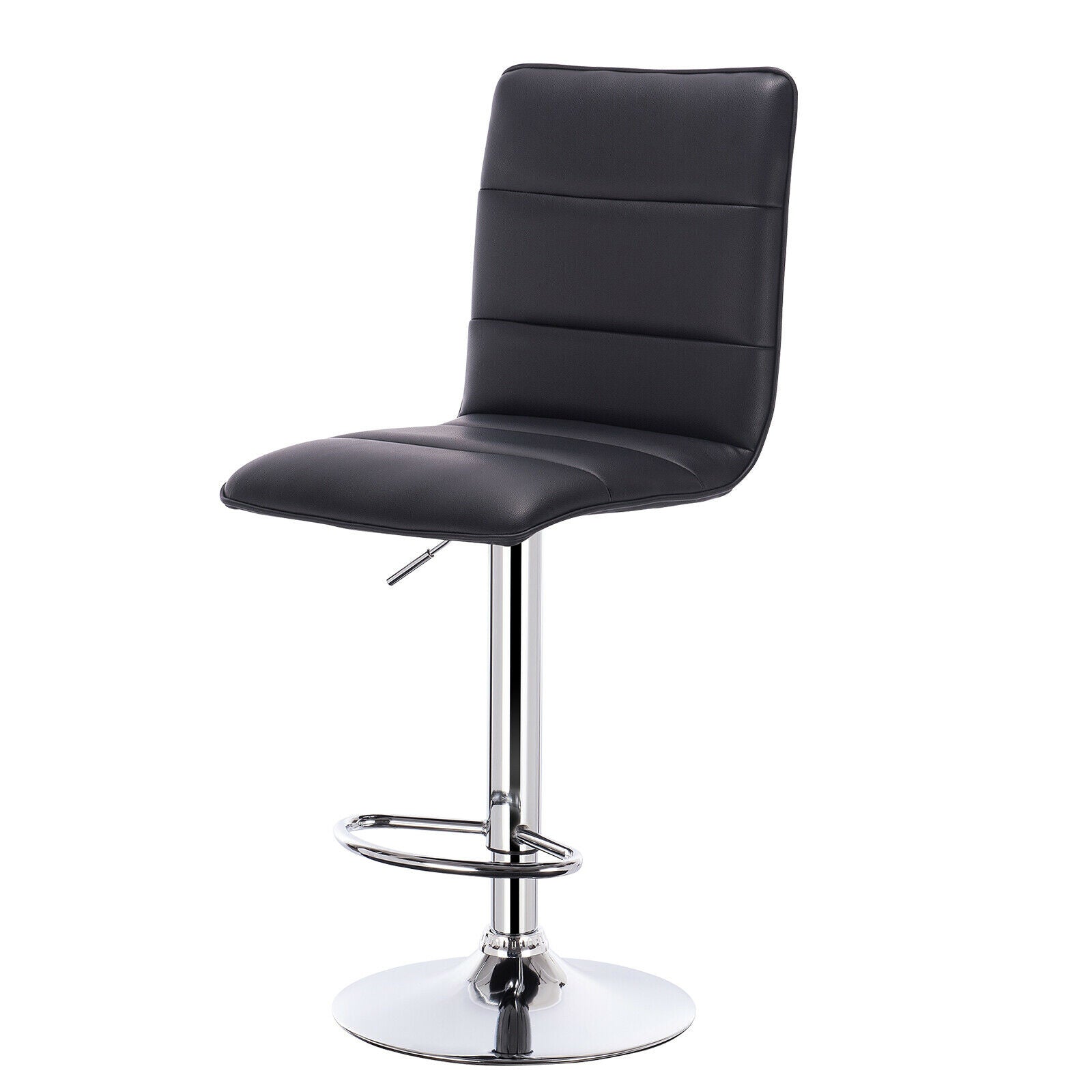 Bar Stool Faux Leather Adjustable Breakfast Chair Swivel Gas Lift Kitchen Black