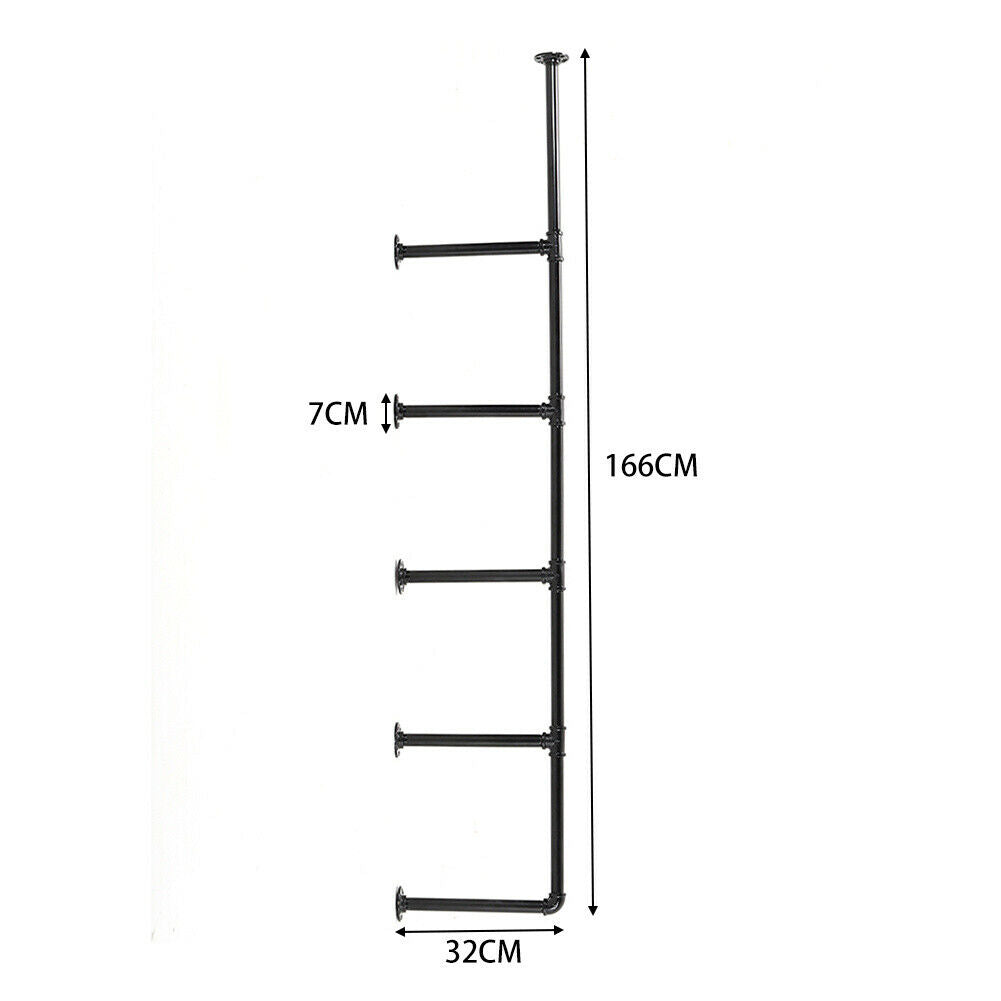 3-5.5 Tier Industrial Wall Rack Pipe Hanging Storage Display Shelving Bracket UK