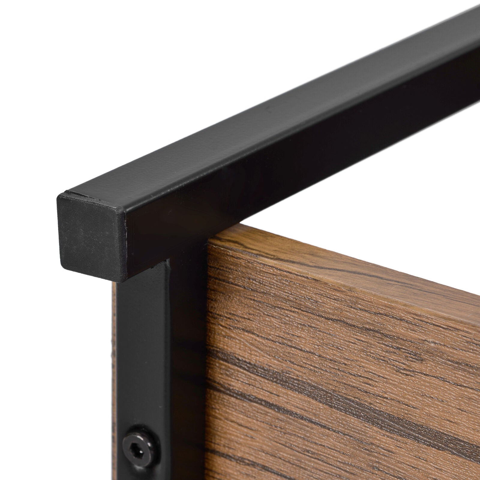 3-Tier Console Table Wodd Sofa Table Steel Frame Industrial Storage Shelf Brown