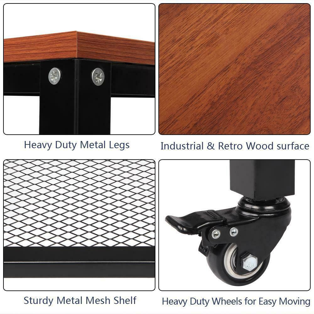 3 Tier Trolly Basket Rack Storage Kitchen Cart Wheels Metal Utility Cart UK