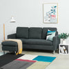 3 Seater Dark Grey Linen Fabric Corner Sofa Settee Armchair Couch with Footstool