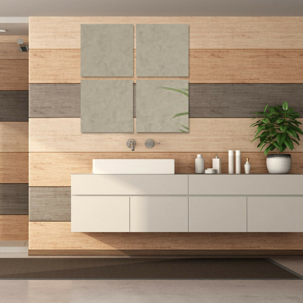 Set Of Self Adhesive Wall Mounted Bathroom Kitchen Bedroom Mirror Tiles 20cm UK