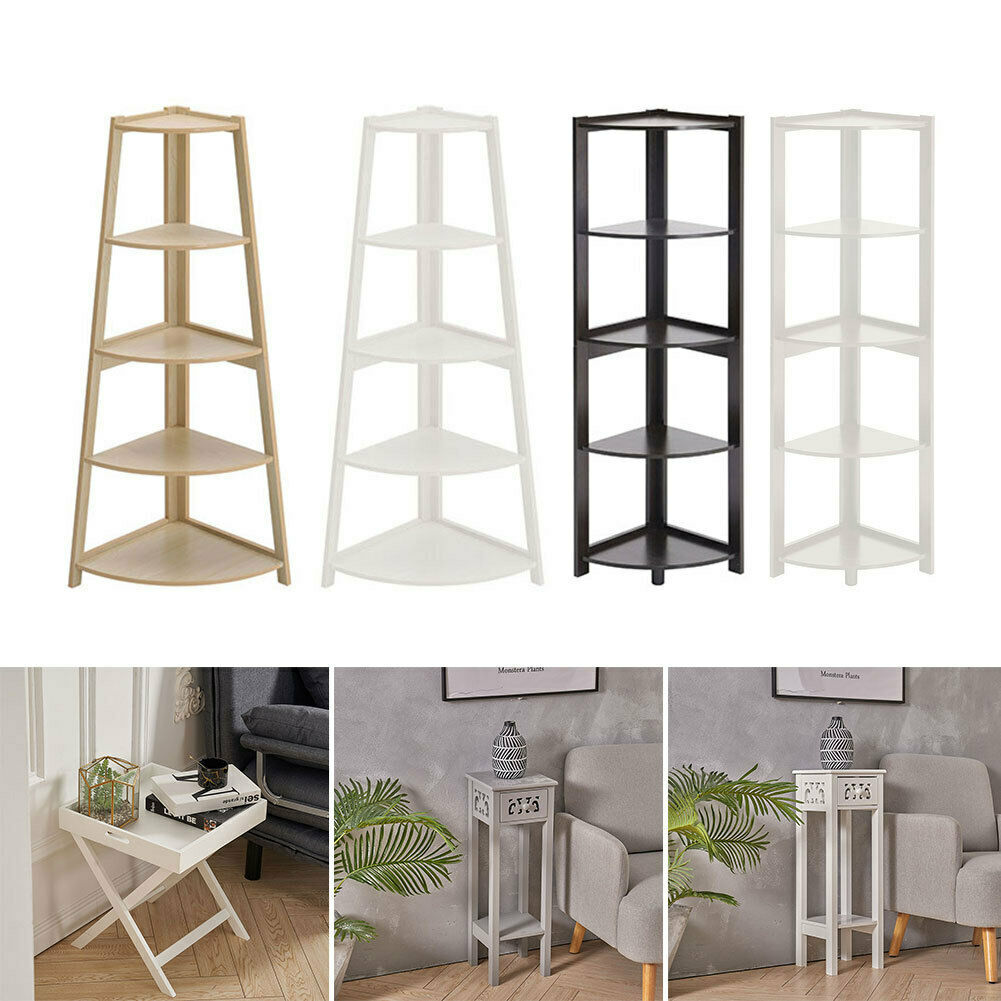 5Tier Corner Ladder Shelf Book Shelves Display Stand Storage Shelving Space Unit