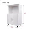 Rolling Kitchen Trolley Microwave Cart 2-Door Cabinet Shelves Gray White UK