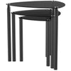 SET OF 3 NESTING TABLES/END SIDE TABLE-Black Glass,Chrome Legs -