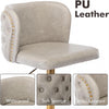 Bar Stools Set of 2 Adjustable Height Swivel PU Leather Pub Bar Chairs Beige