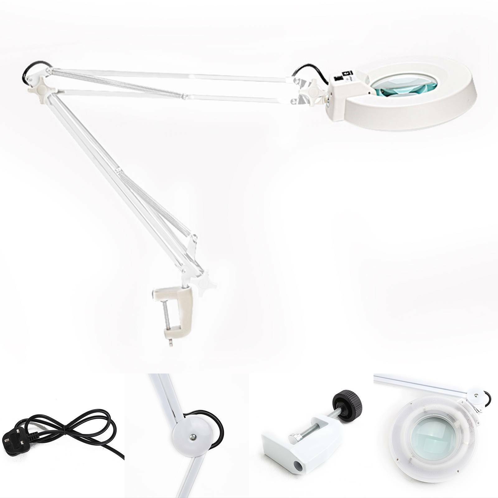 22W Large Desk Magnifier Magnifying Lamp Eyelash Lamp Salon Surgery Beauty White