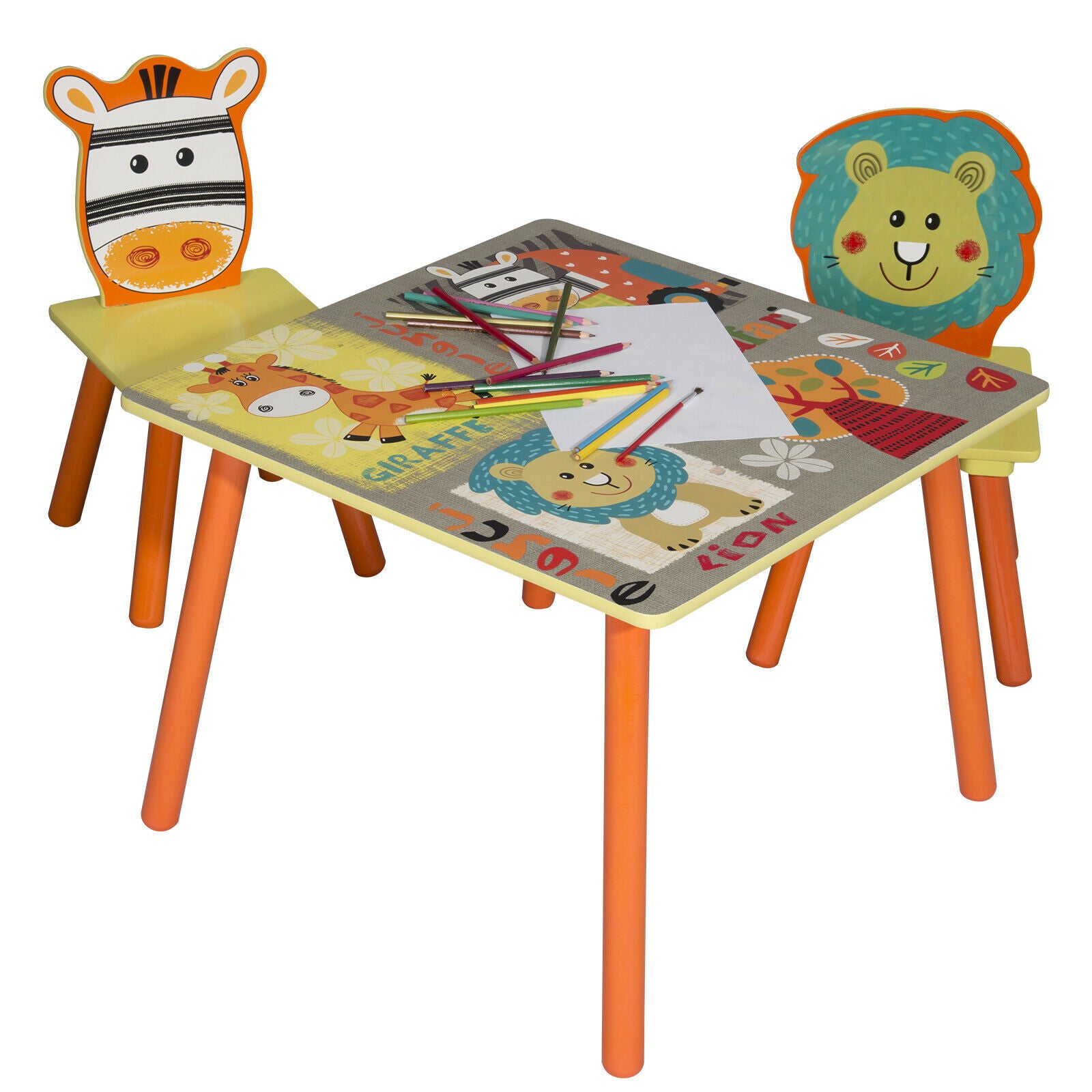 Kids Table Chair Set MDF Childrens Study Desk and Chairs Home Writing Reading
