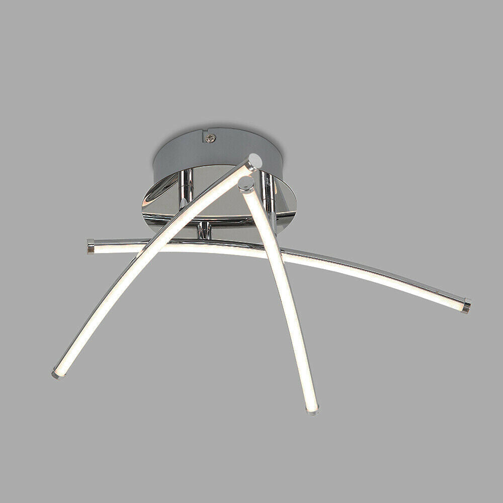 3 Way Ceiling Light Fitting Modern Chrome Design Integrated LED Bulb Lighting