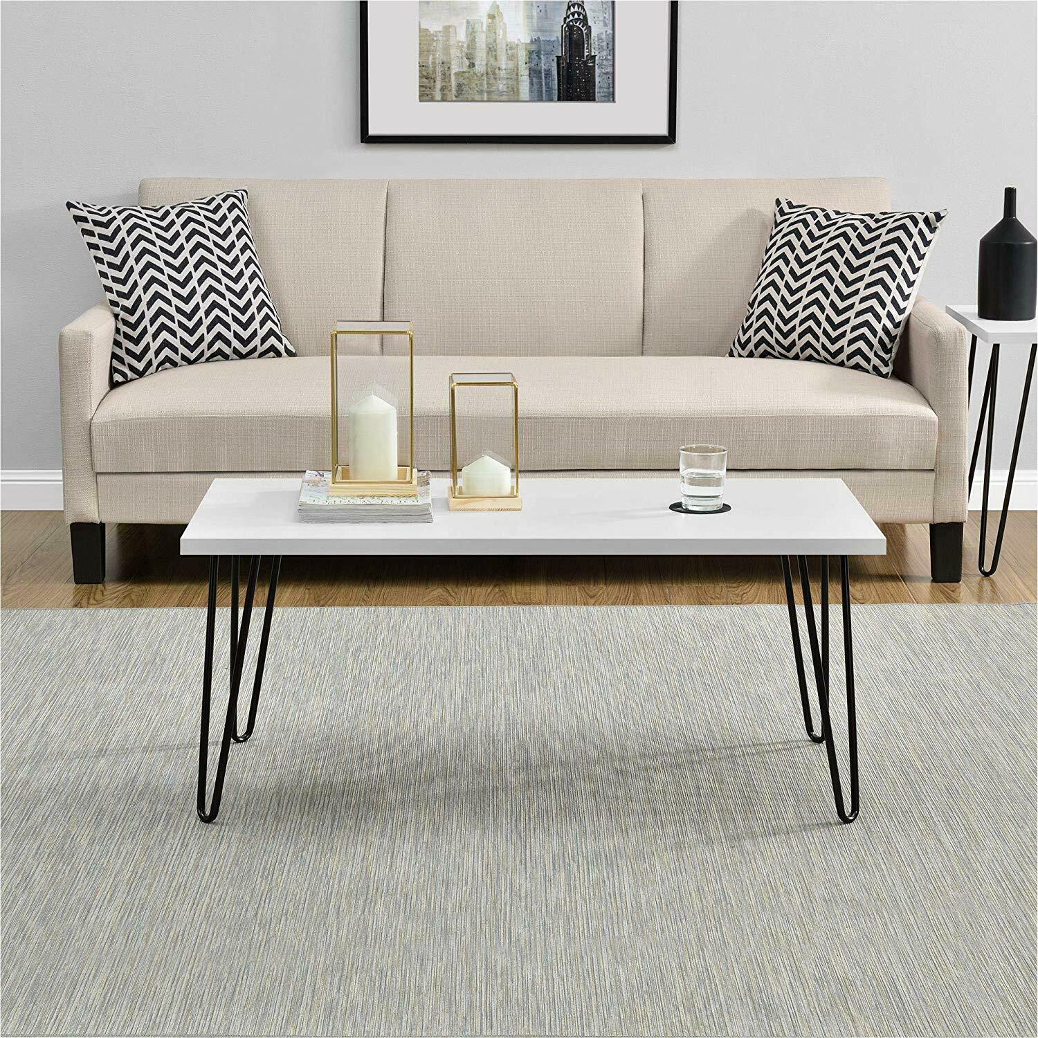 Home Owen White Retro Coffee Table With Black Hair Pin Legs